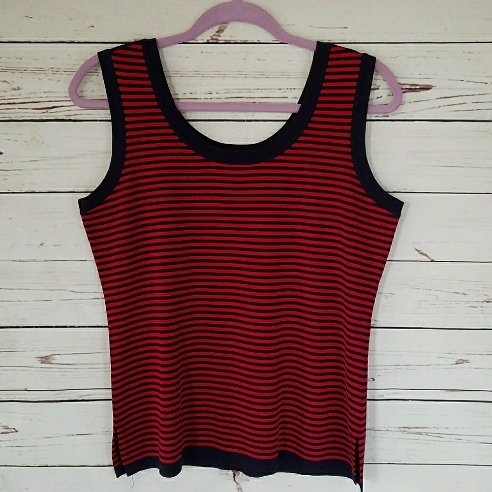 Misook Sleeveless Top Stripes Petite M